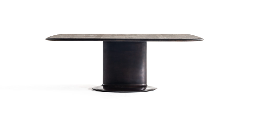 Elliptical cylinder casting bronze table